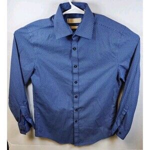 Michael‎ Kors Button Up Shirt Mens 32/33 Blue Geometric  Long Sleeve